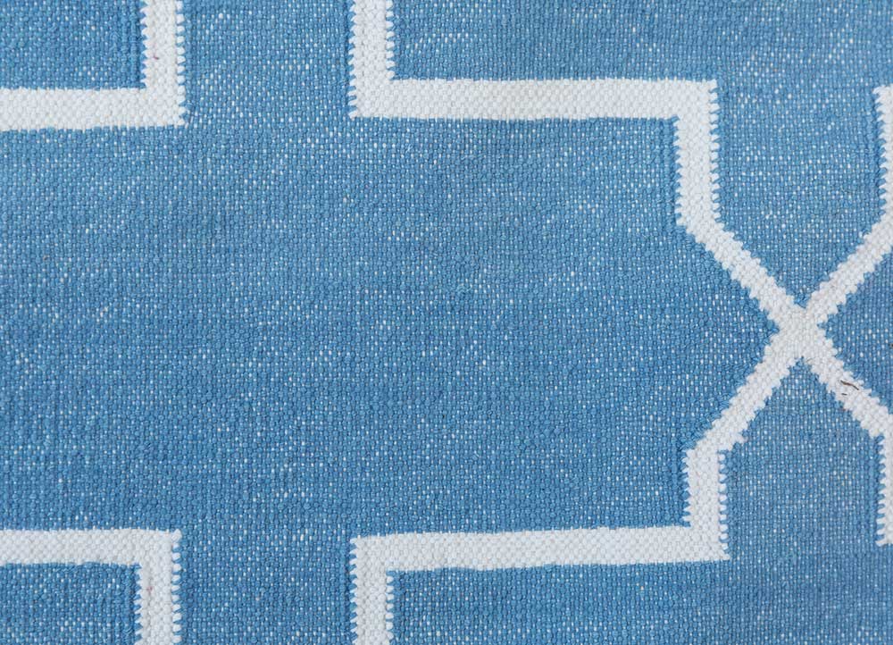 indusbar blue cotton Flat Weaves Rug - CloseUp