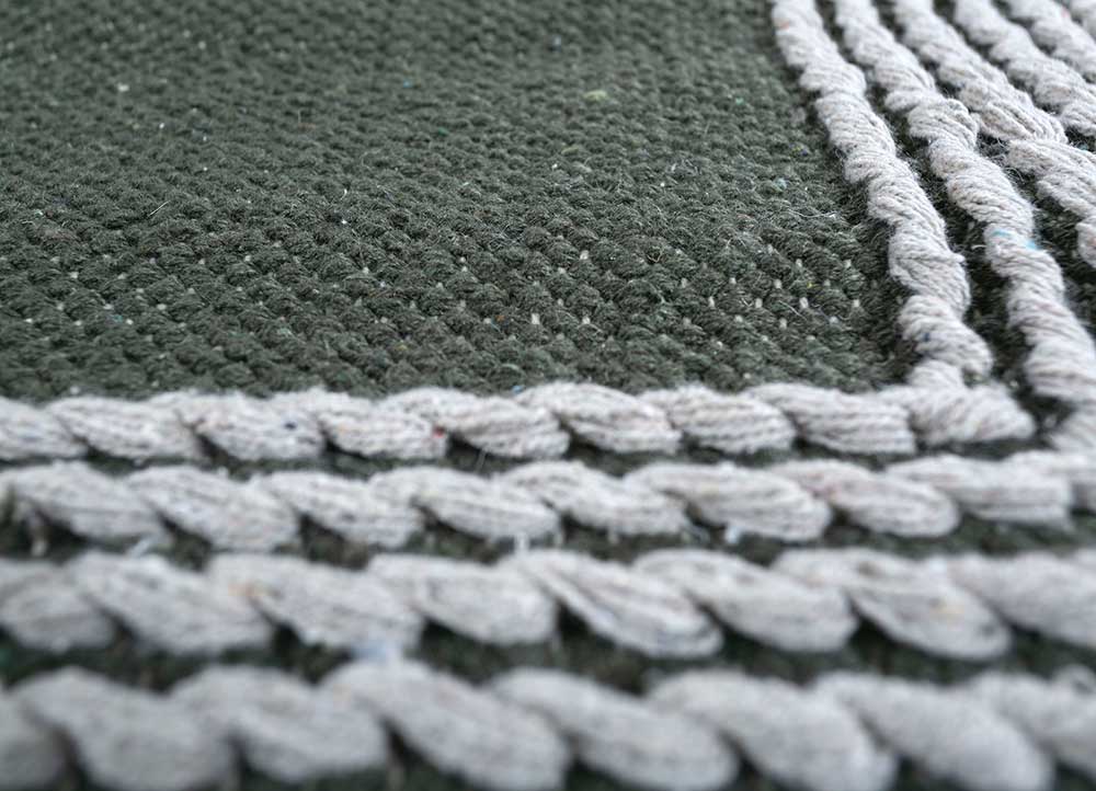 melange by nilaya green cotton Flat Weaves Rug - CloseUp