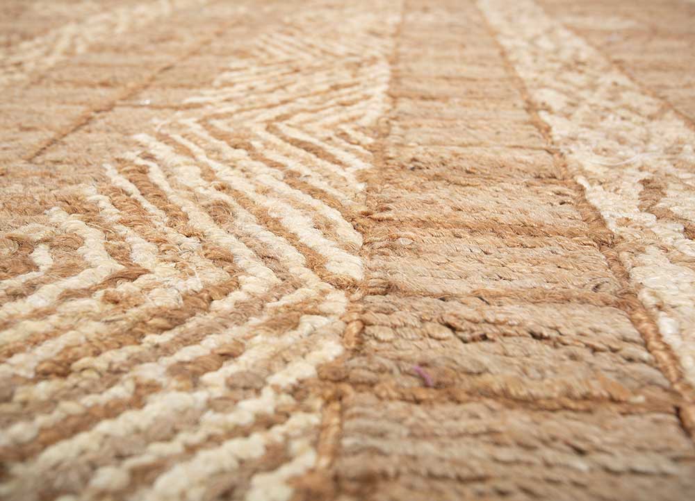 aprezo beige and brown jute and hemp Hand Knotted Rug - CloseUp