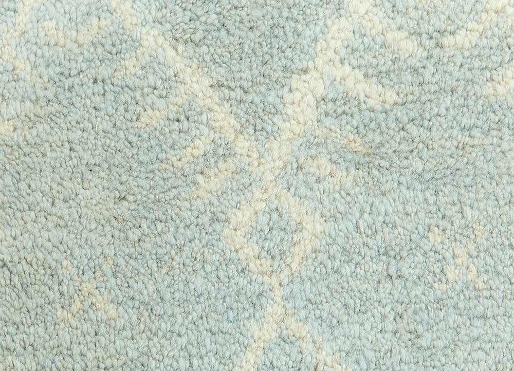 zuri blue wool Hand Knotted Rug - CloseUp