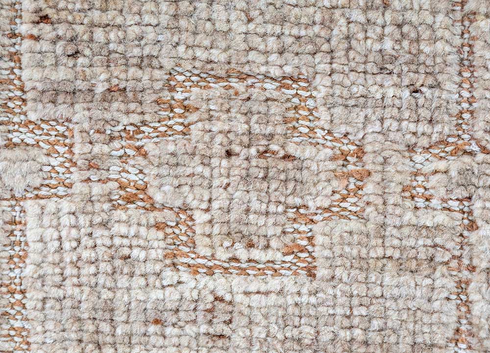 manifest beige and brown wool Hand Knotted Rug - CloseUp