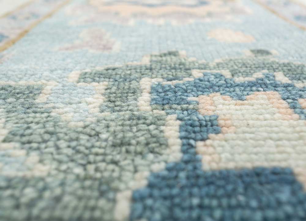 cyanna green wool Hand Knotted Rug - CloseUp