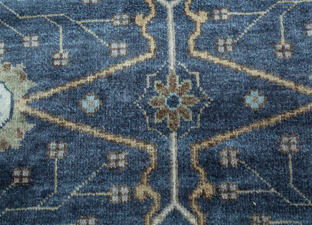 savana blue wool Hand Knotted Rug - CloseUp