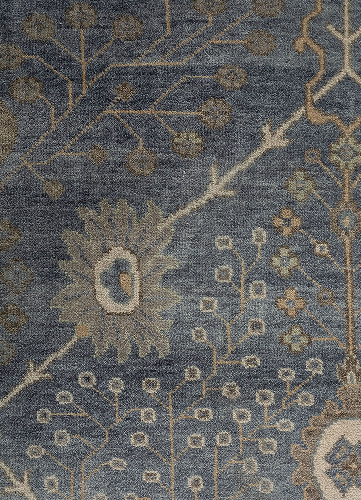 savana blue wool Hand Knotted Rug - CloseUp