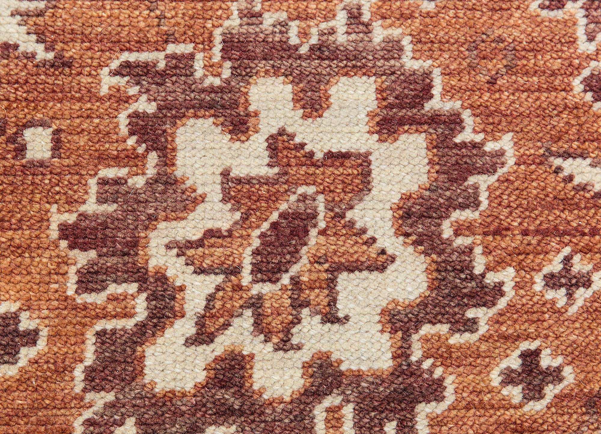 aurora red and orange wool Hand Knotted Rug - CloseUp