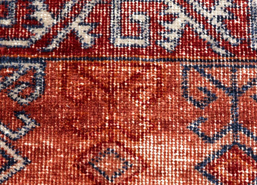 erbe red and orange wool Hand Knotted Rug - CloseUp