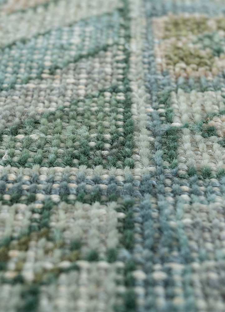 erbe green wool Hand Knotted Rug - CloseUp erbe green wool Hand Knotted Rug - CloseUp