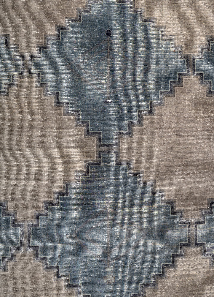 erbe blue wool Hand Knotted Rug - CloseUp erbe blue wool Hand Knotted Rug - CloseUp