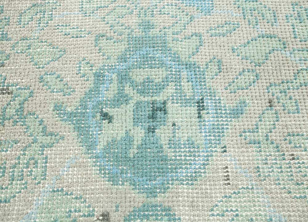 erbe blue wool Hand Knotted Rug - CloseUp erbe blue wool Hand Knotted Rug - CloseUp