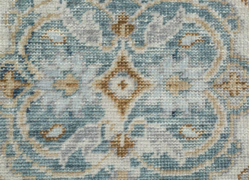 erbe blue wool Hand Knotted Rug - CloseUp