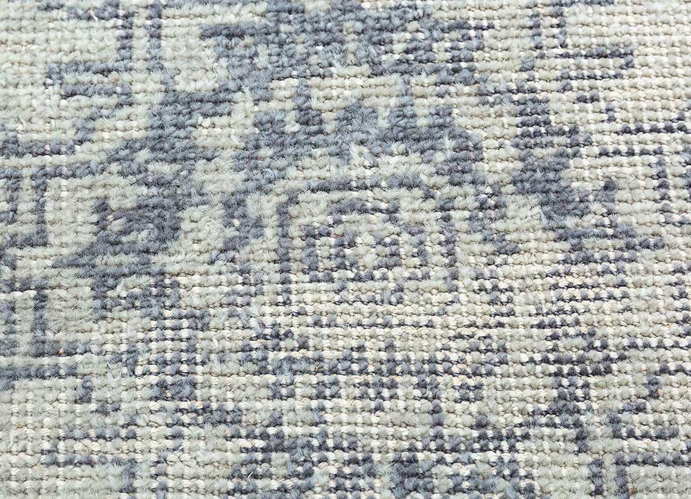 savana blue wool Hand Knotted Rug - CloseUp