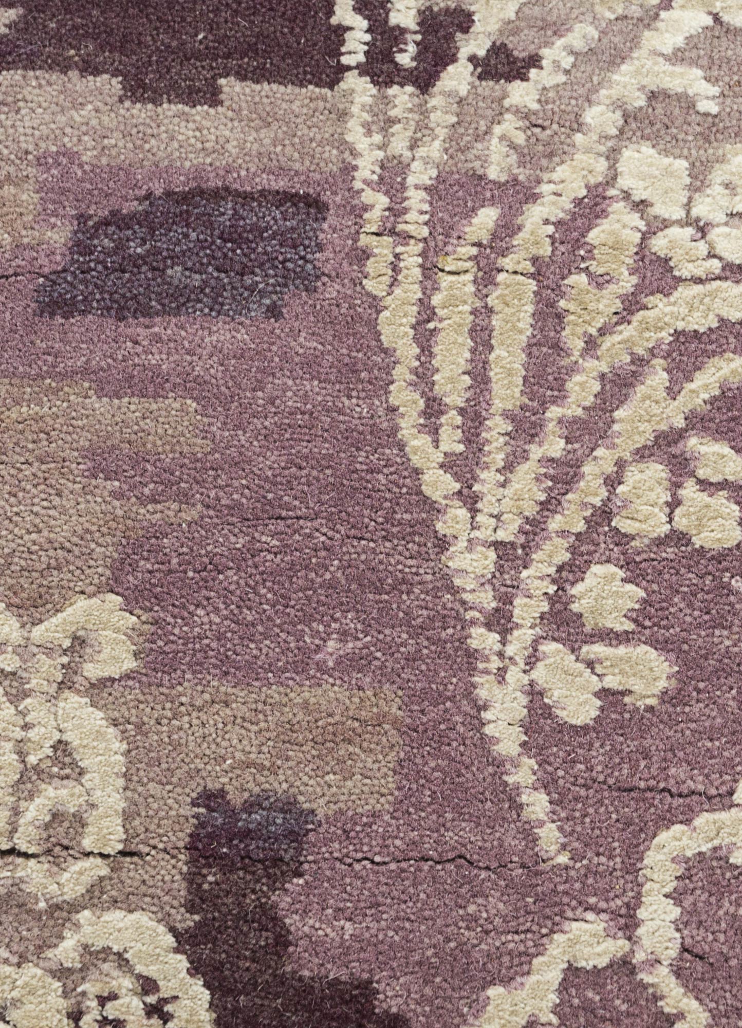 pansy pink and purple wool and silk Hand Knotted Rug - CloseUp