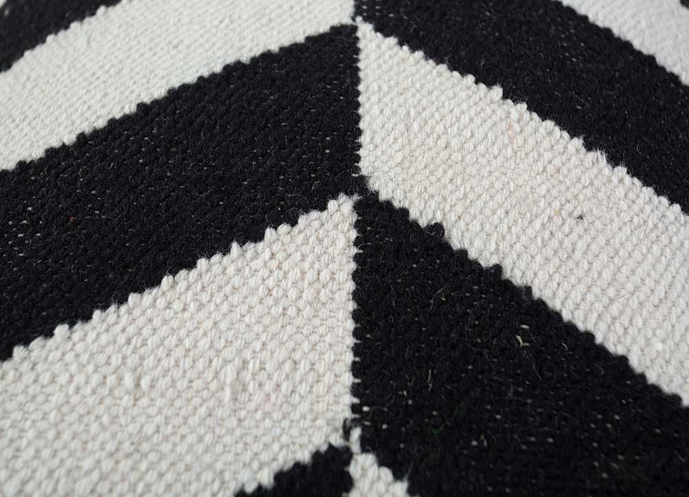 cushion grey and black wool Cushion Cover Rug - CloseUp