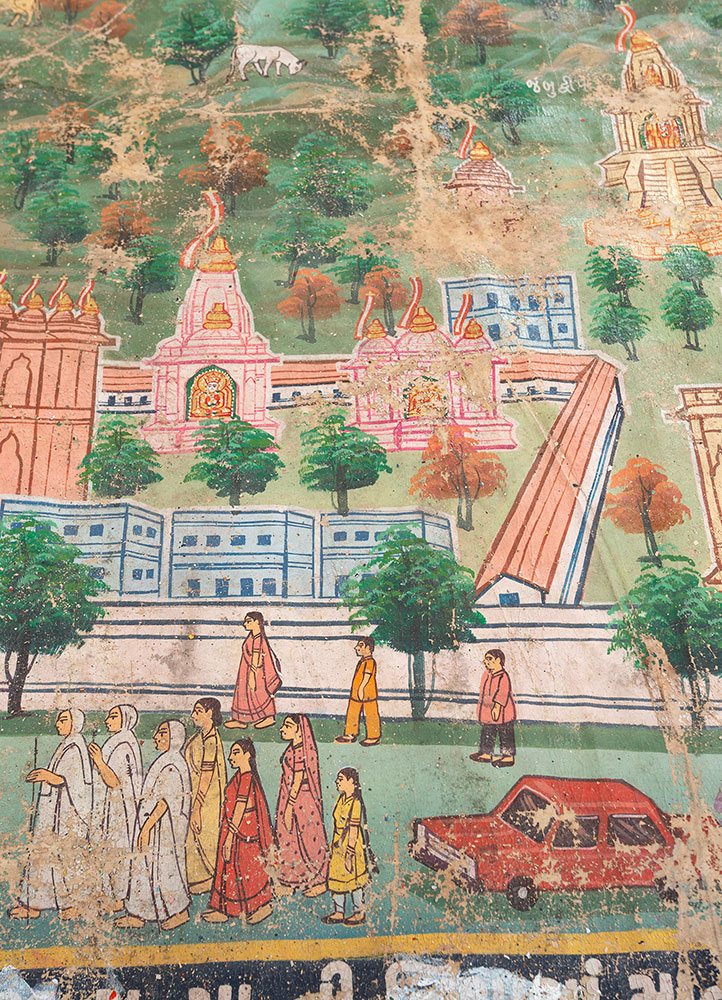 pichwai art green cotton cloth ART WORK Rug - CloseUp