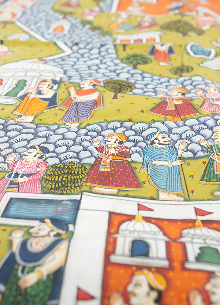 pichwai art green cotton cloth ART WORK Rug - CloseUp