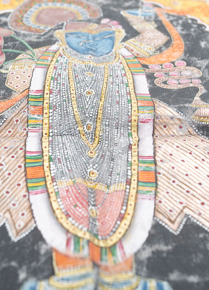 pichwai art green cotton cloth ART WORK Rug - CloseUp