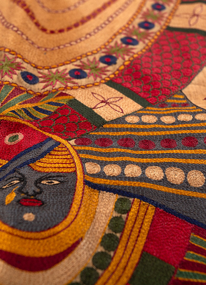 pichwai art pink and purple cotton cloth ART WORK Rug - CloseUp