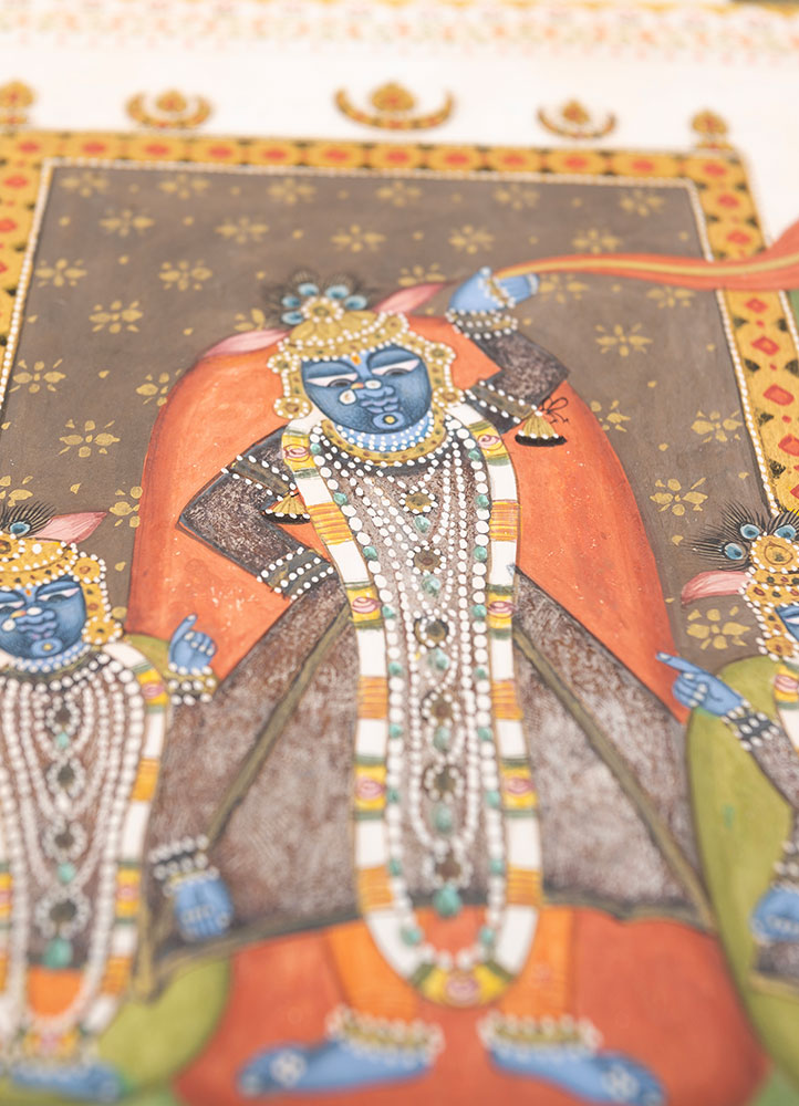 pichwai art red and orange cotton cloth ART WORK Rug - CloseUp