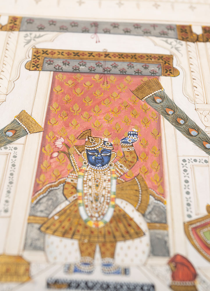 pichwai art red and orange cotton cloth ART WORK Rug - CloseUp pichwai art red and orange cotton cloth ART WORK Rug - CloseUp