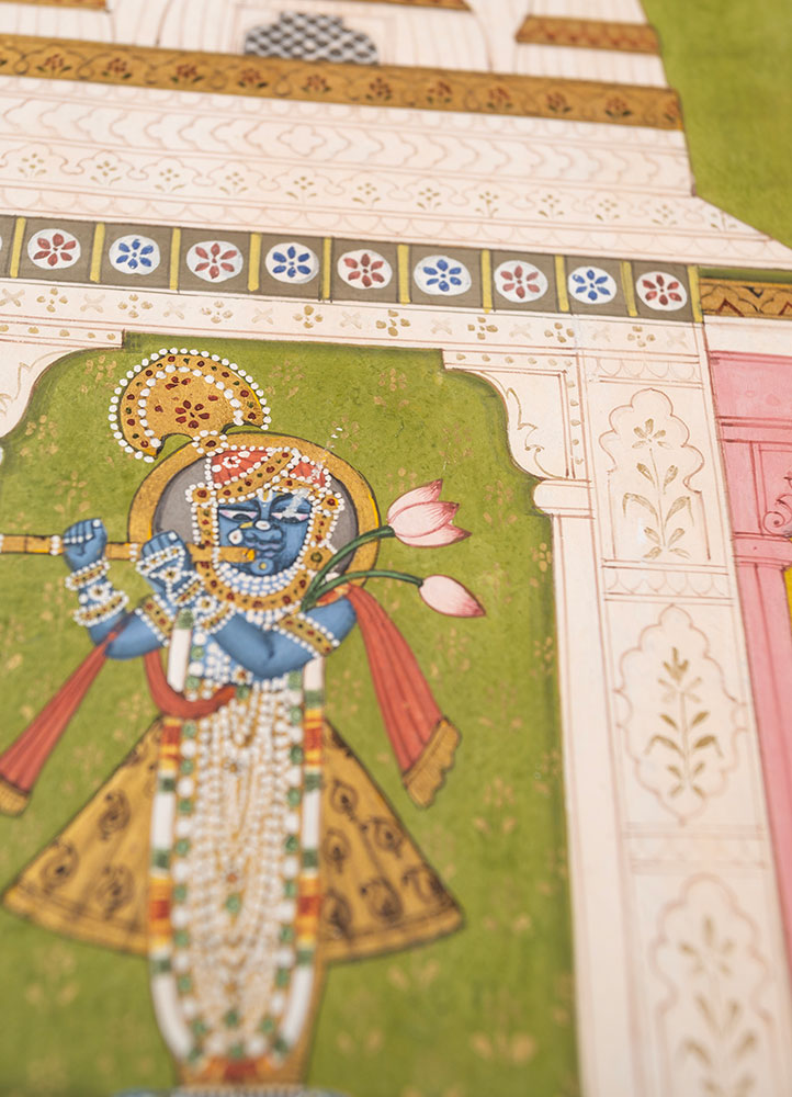 pichwai art red and orange cotton cloth ART WORK Rug - CloseUp pichwai art red and orange cotton cloth ART WORK Rug - CloseUp