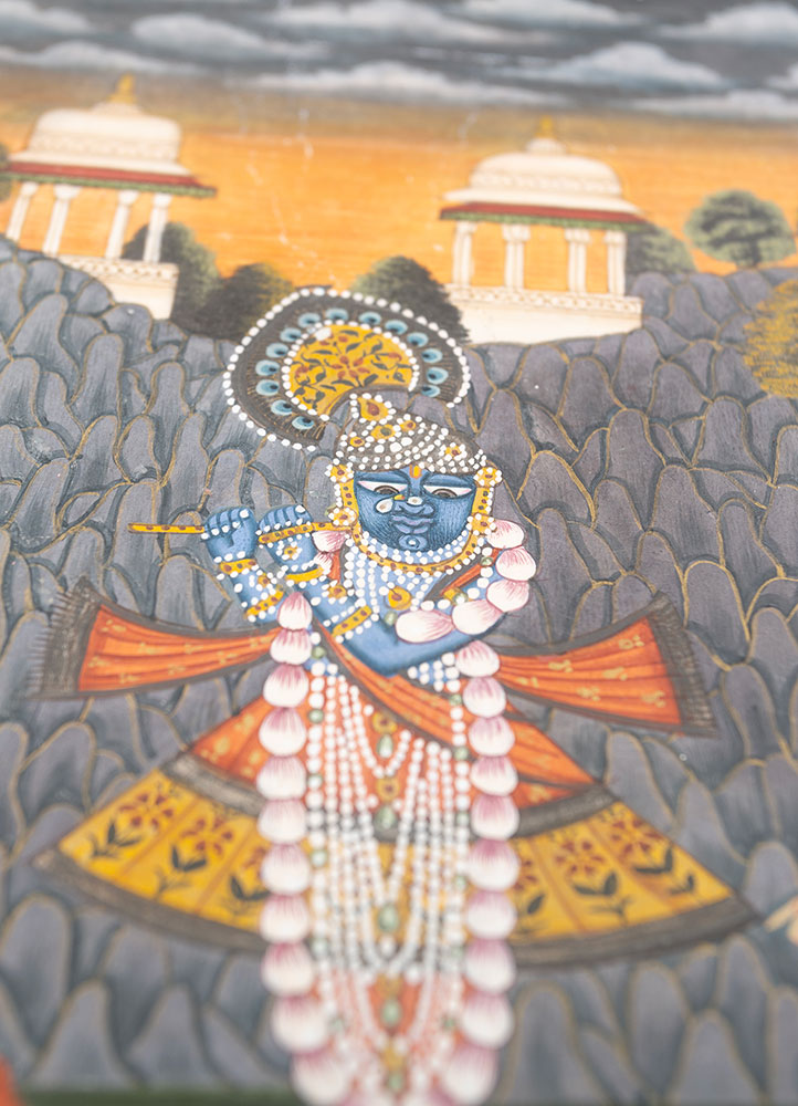 pichwai art green cotton cloth ART WORK Rug - CloseUp