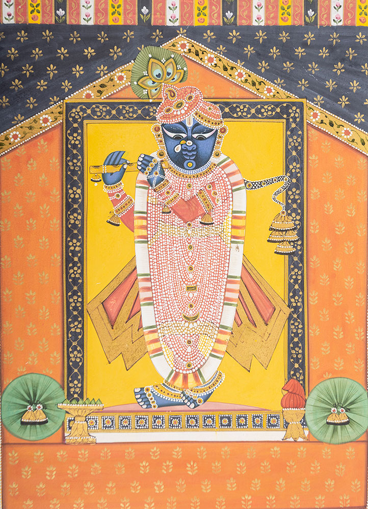 pichwai art red and orange cotton cloth ART WORK Rug - CloseUp pichwai art red and orange cotton cloth ART WORK Rug - CloseUp