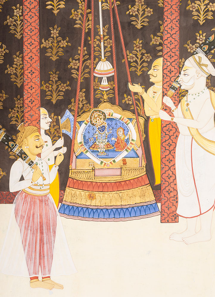 pichwai art red and orange cotton cloth ART WORK Rug - CloseUp pichwai art red and orange cotton cloth ART WORK Rug - CloseUp