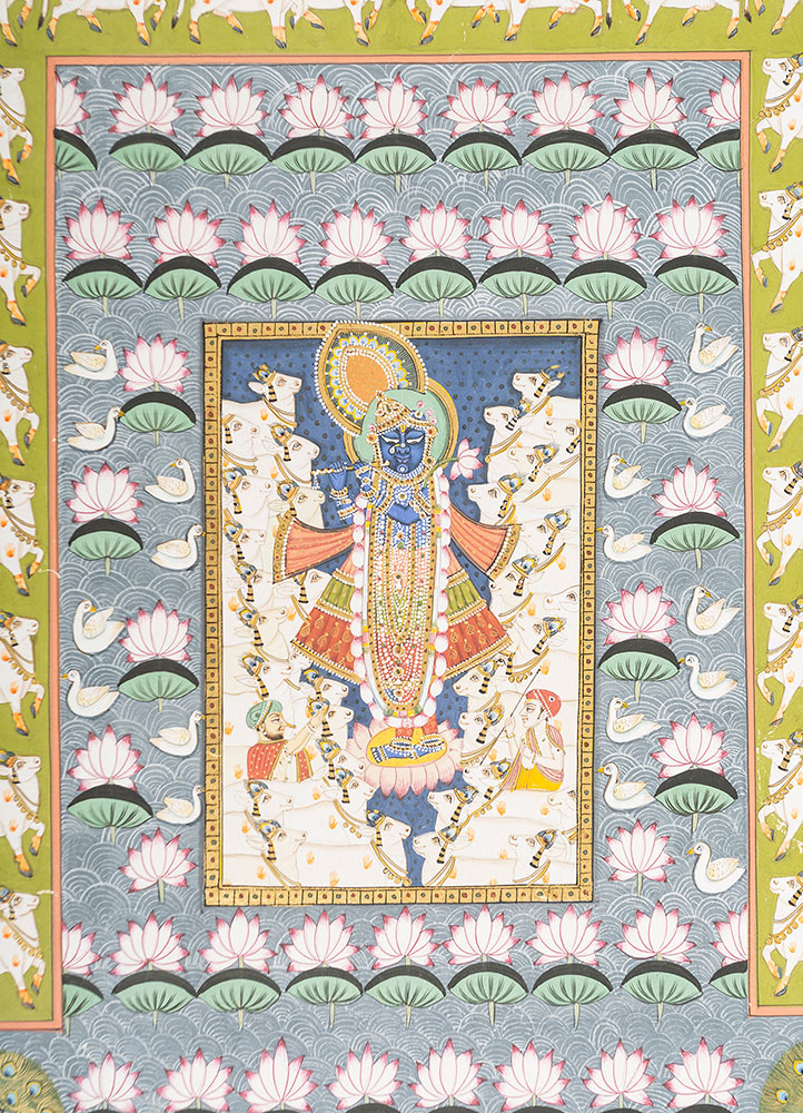 pichwai art gold cotton cloth ART WORK Rug - CloseUp