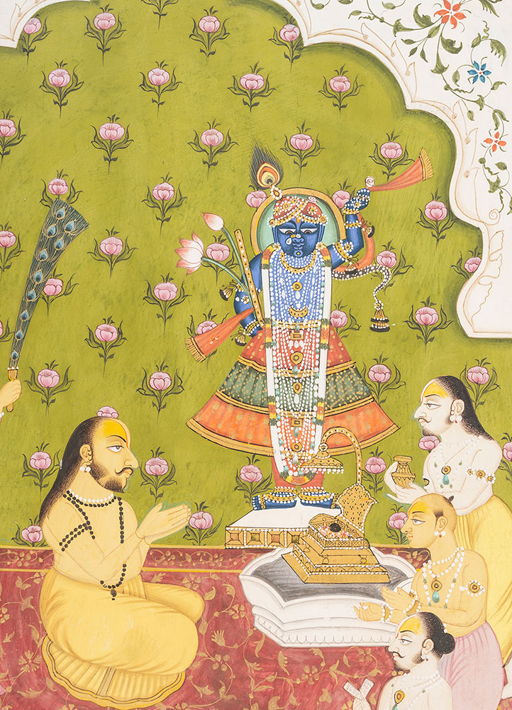 pichwai art green cotton cloth ART WORK Rug - CloseUp