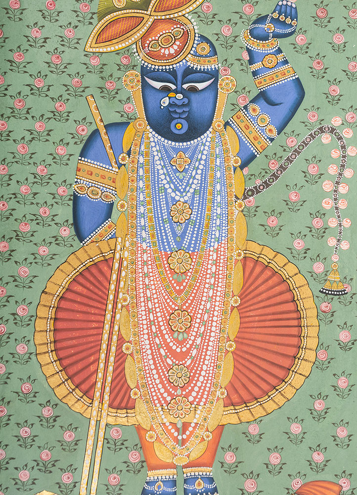 pichwai art green cotton cloth ART WORK Rug - CloseUp