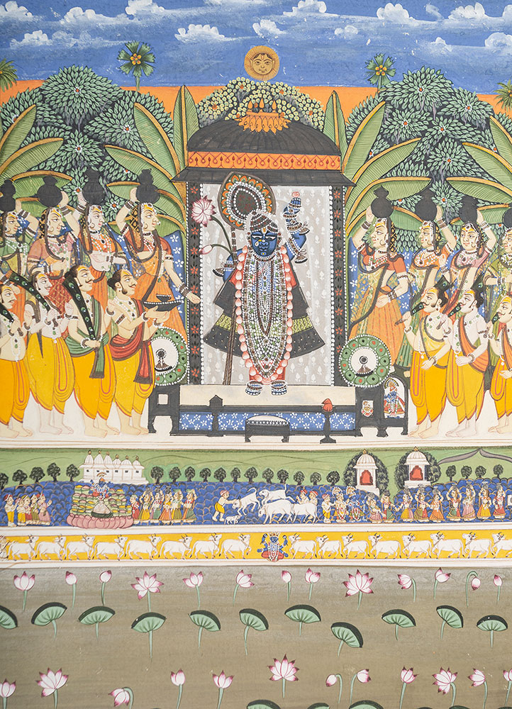 pichwai art green cotton cloth ART WORK Rug - CloseUp pichwai art green cotton cloth ART WORK Rug - CloseUp