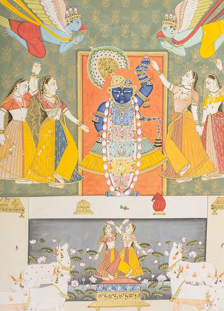 pichwai art green cotton cloth ART WORK Rug - CloseUp pichwai art green cotton cloth ART WORK Rug - CloseUp