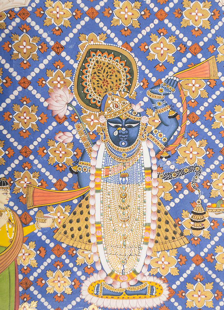 pichwai art green cotton cloth ART WORK Rug - CloseUp pichwai art green cotton cloth ART WORK Rug - CloseUp