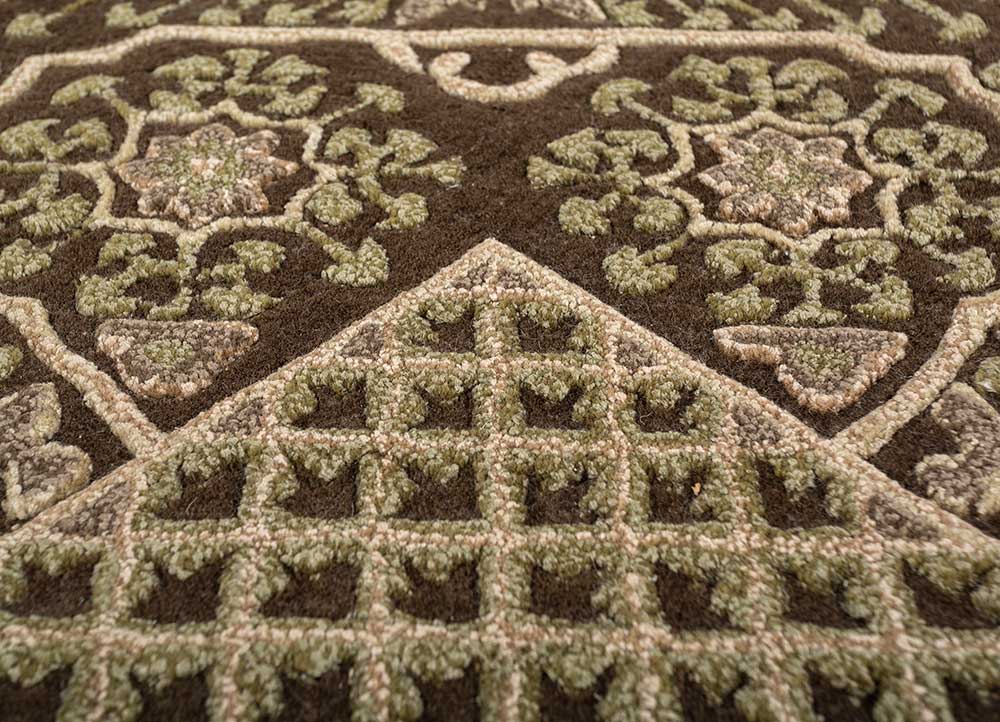 kasbah beige and brown wool and viscose Hand Tufted Rug - CloseUp