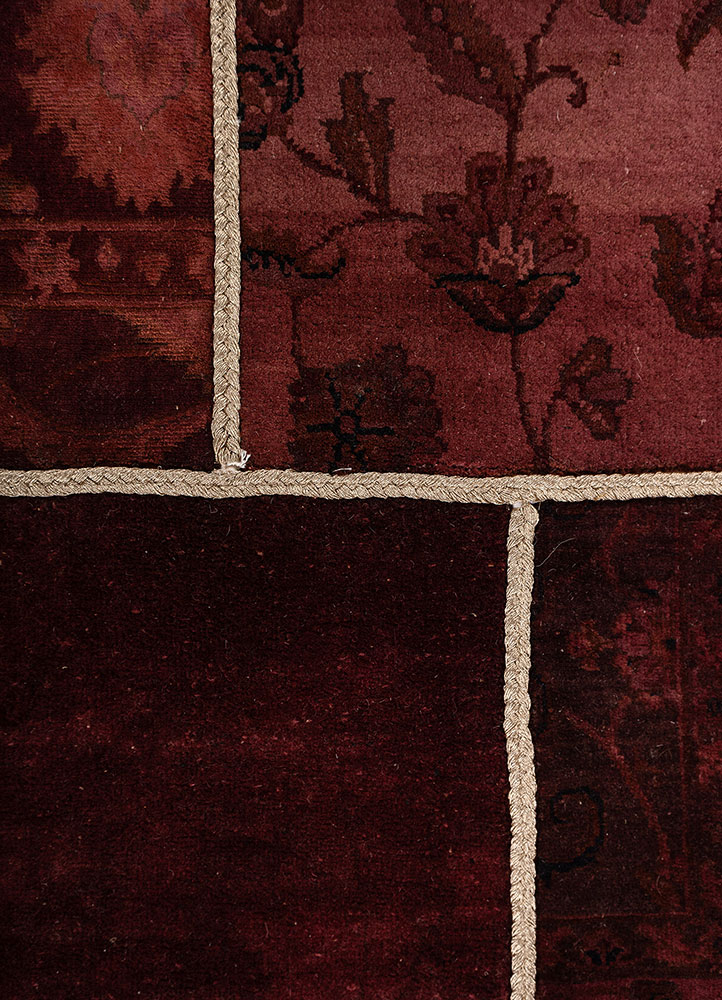 aprezo red and orange wool Hand Knotted Rug - CloseUp aprezo red and orange wool Hand Knotted Rug - CloseUp