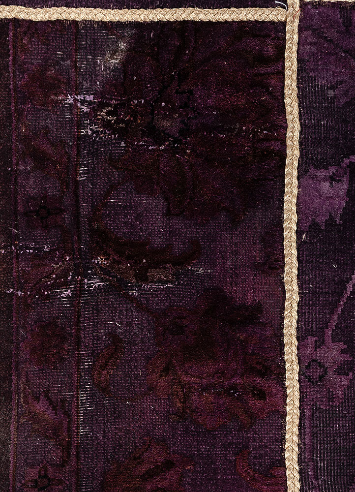 aprezo pink and purple wool Hand Knotted Rug - CloseUp