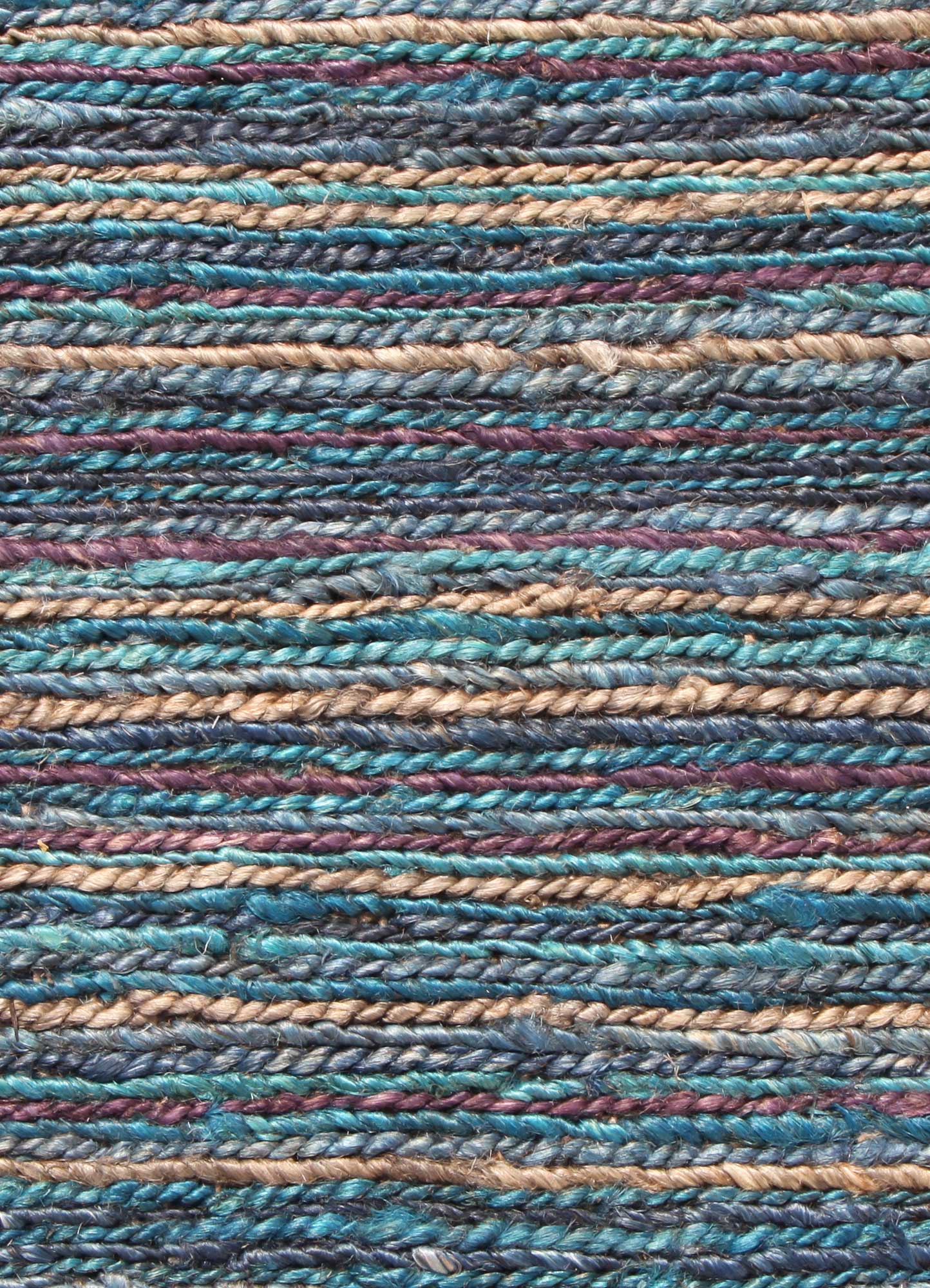 hula blue jute and hemp Hand Knotted Rug - CloseUp