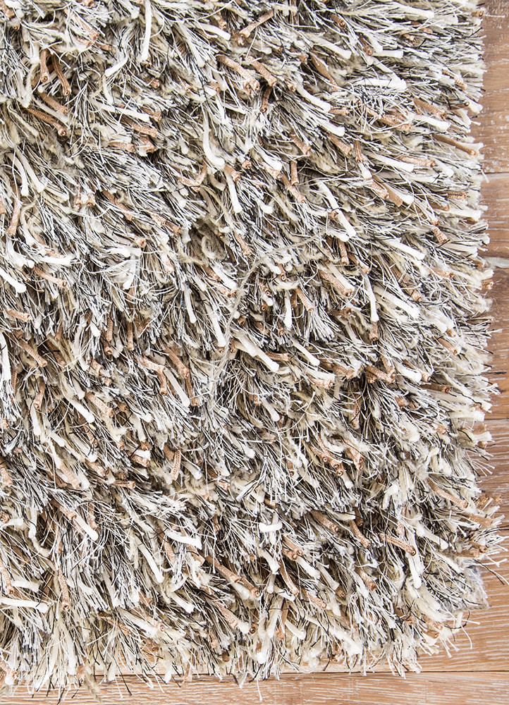 basis grey and black polyester Shag Rug - CloseUp basis grey and black polyester Shag Rug - CloseUp