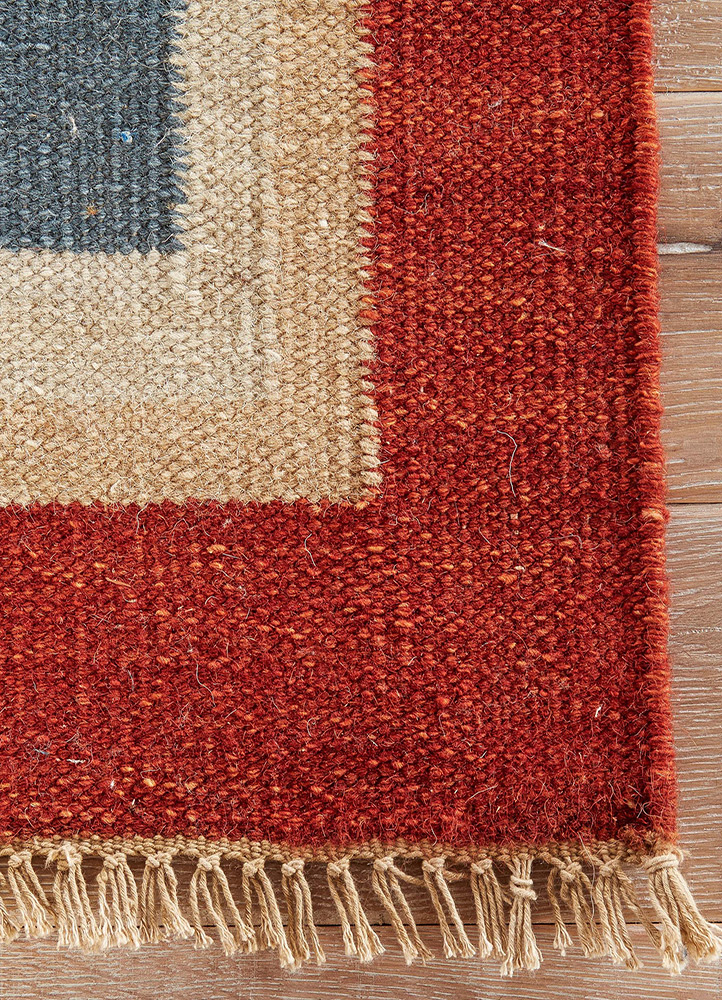 bedouin blue wool Flat Weaves Rug - CloseUp