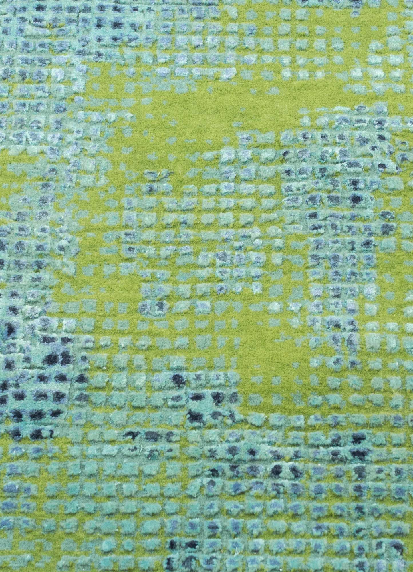 free verse by kavi green wool and silk Hand Knotted Rug - CloseUp