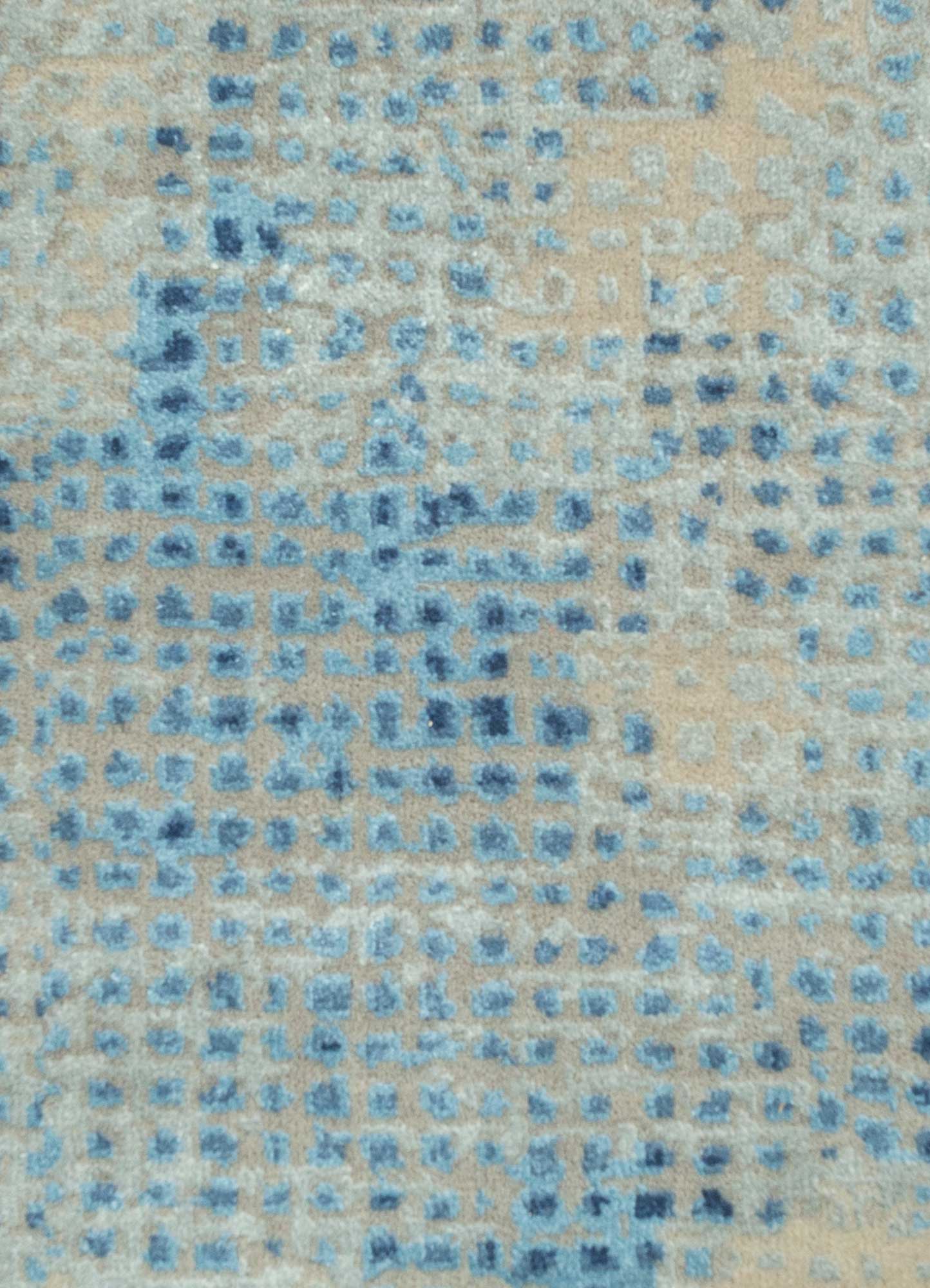 free verse by kavi blue wool and silk Hand Knotted Rug - CloseUp