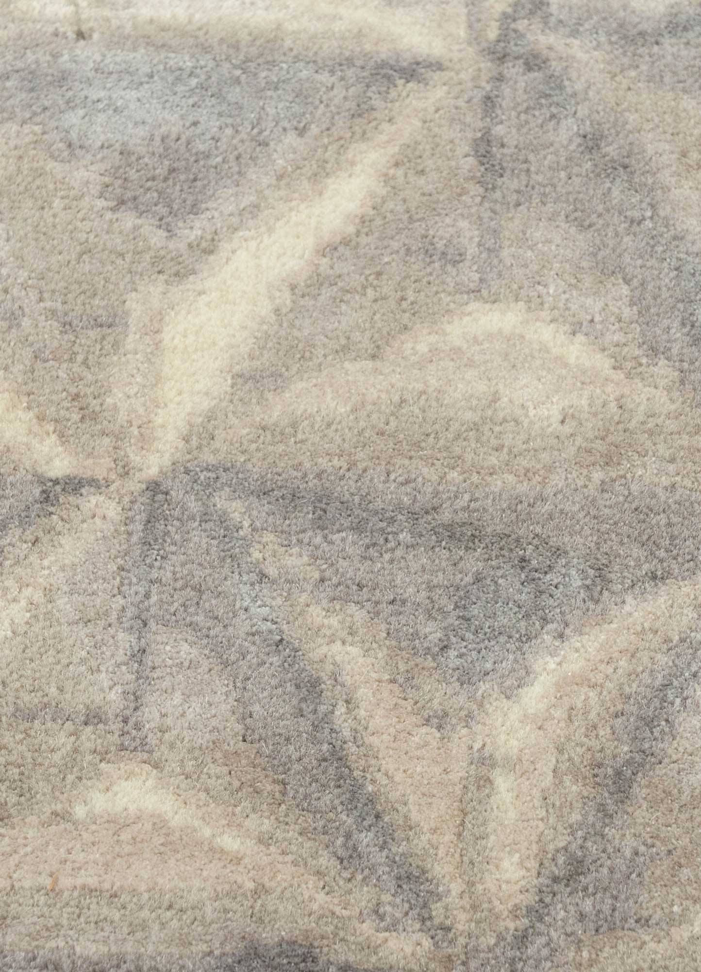 free verse by kavi beige and brown wool and silk Hand Knotted Rug - CloseUp