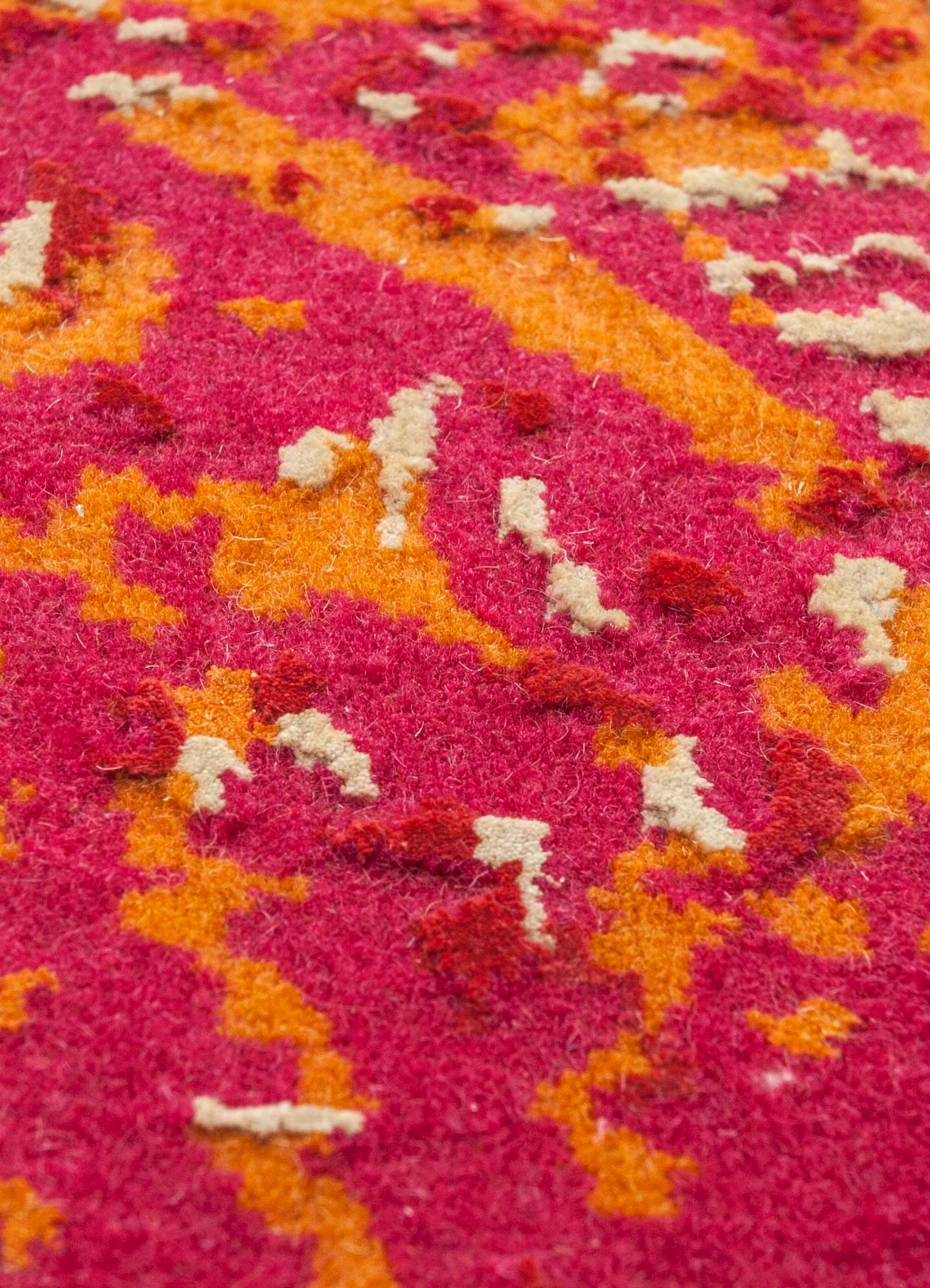 free verse by kavi red and orange wool and silk Hand Knotted Rug - CloseUp