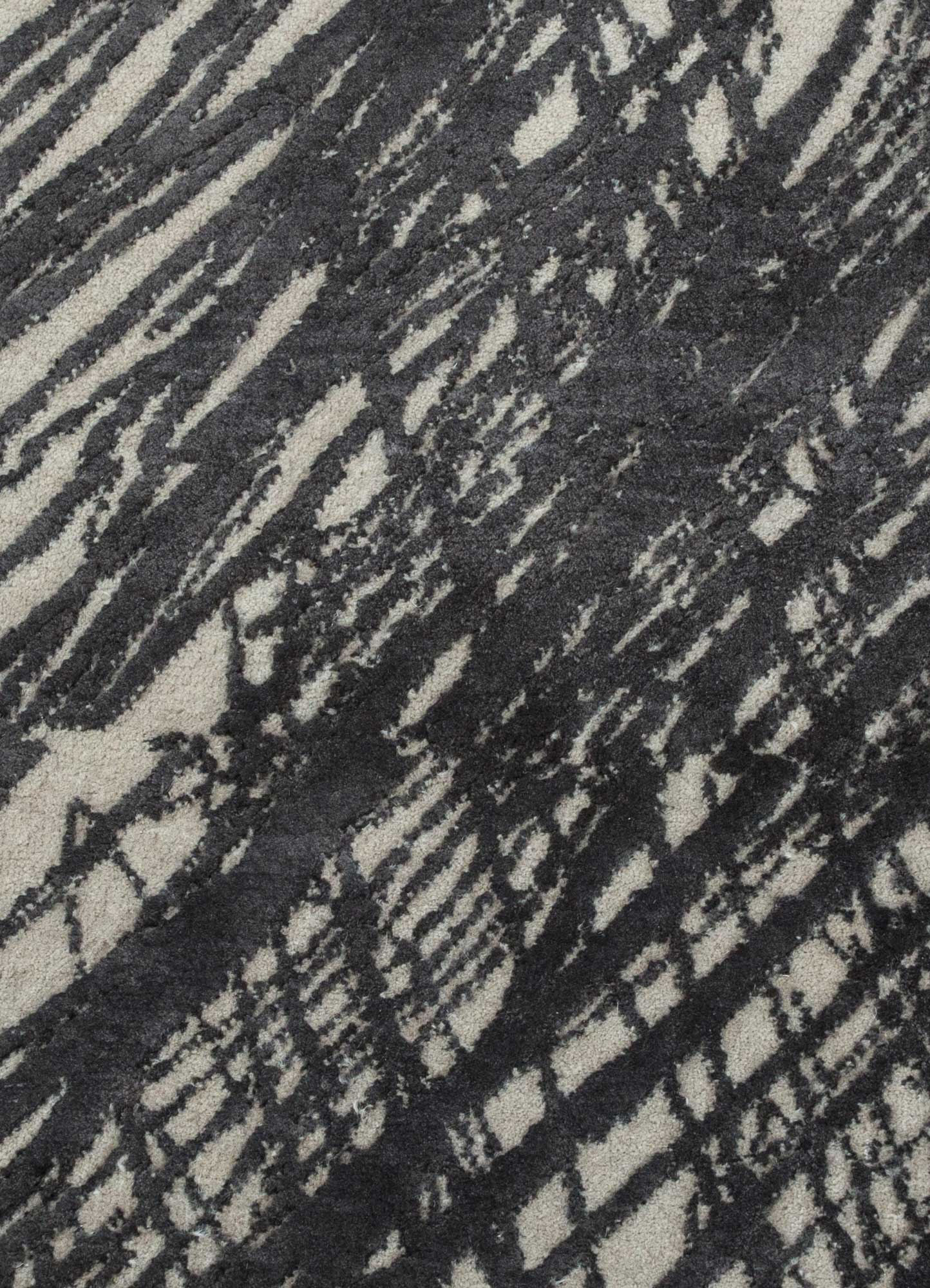 free verse by kavi grey and black wool and silk Hand Knotted Rug - CloseUp