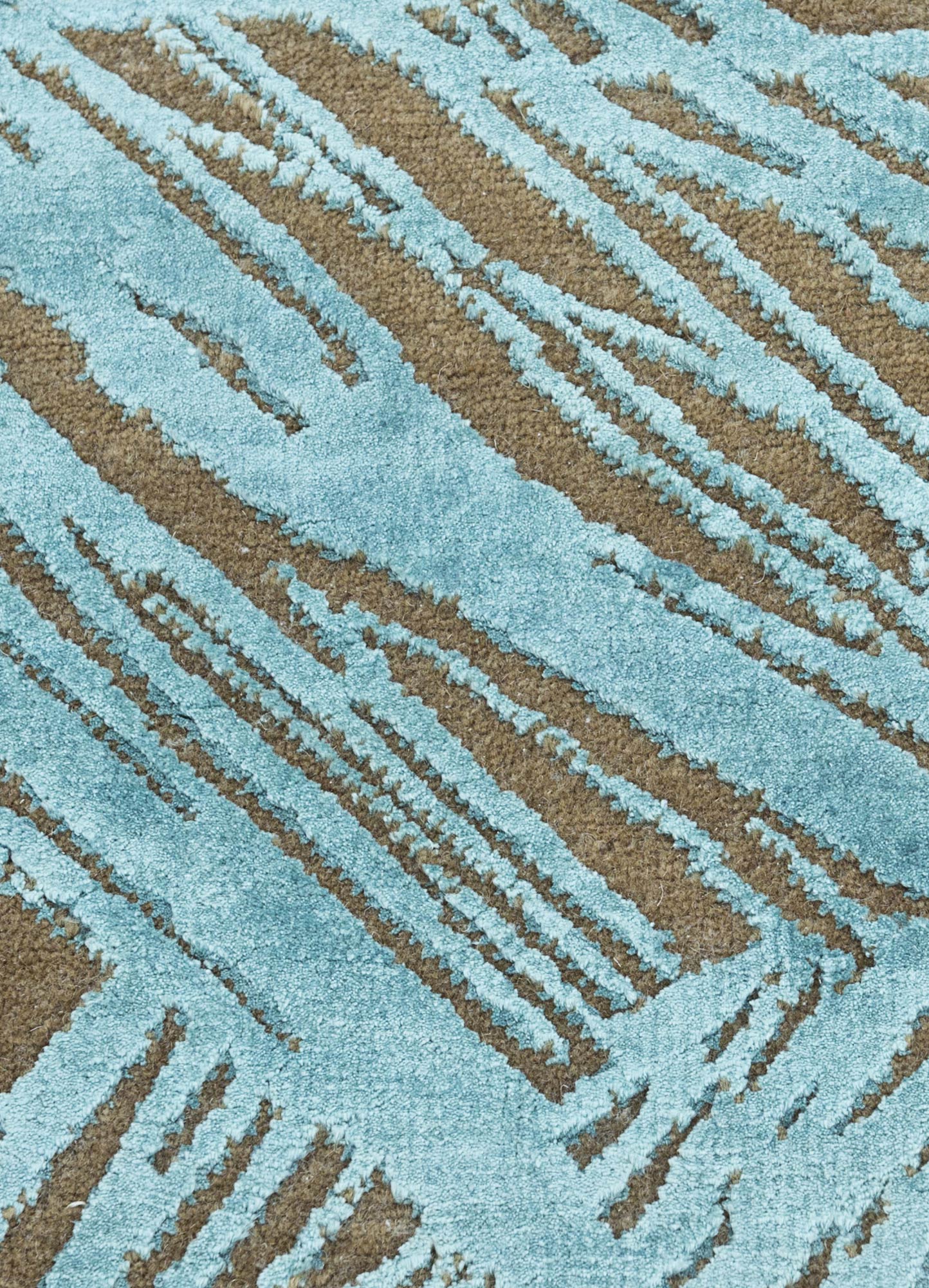 free verse by kavi blue wool and silk Hand Knotted Rug - CloseUp