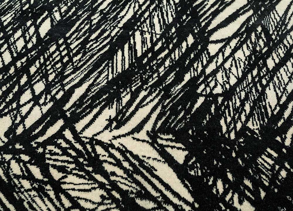 free verse by kavi grey and black wool and silk Hand Knotted Rug - CloseUp