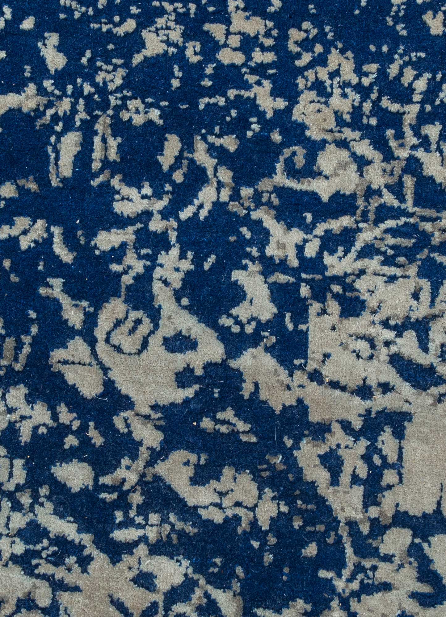 free verse by kavi blue wool and silk Hand Knotted Rug - CloseUp