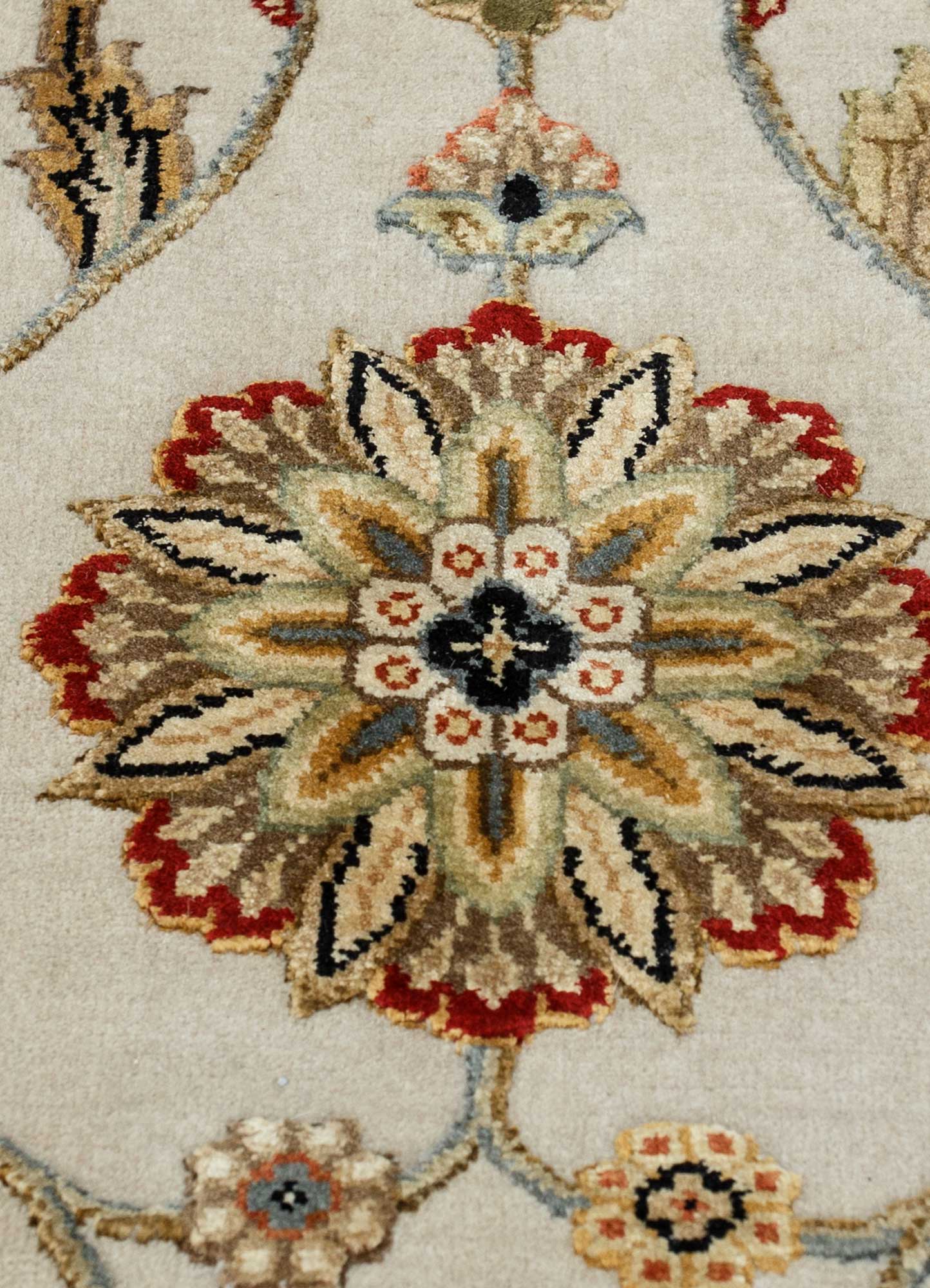 aurora beige and brown wool and silk Hand Knotted Rug - CloseUp