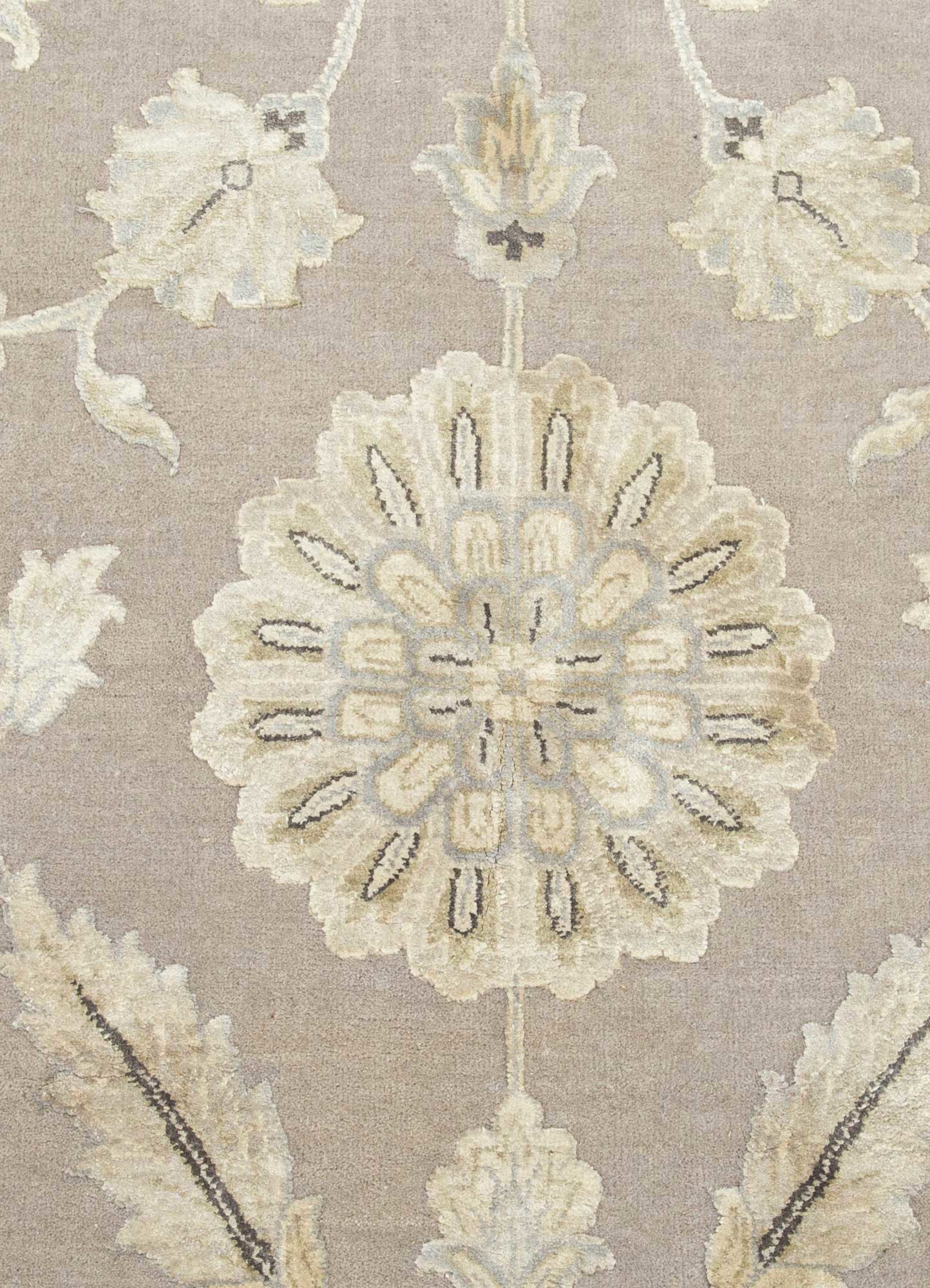 aurora grey and black wool and silk Hand Knotted Rug - CloseUp aurora grey and black wool and silk Hand Knotted Rug - CloseUp