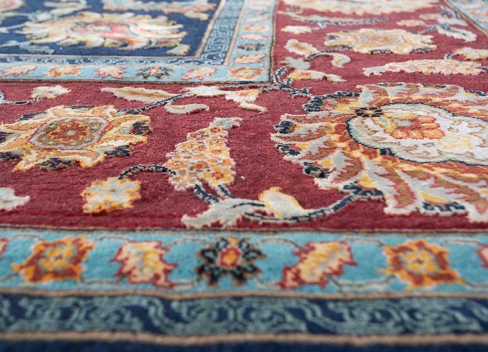 aurora blue wool and silk Hand Knotted Rug - CloseUp